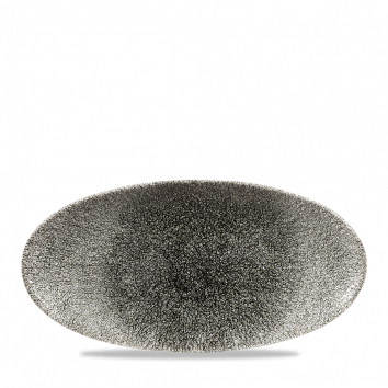 Raku Quartz Black Oval Chefs Plate 11 4/5X5 3/4" Box 12