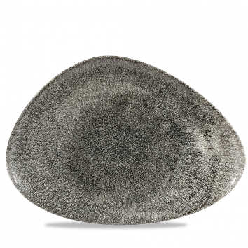 Raku Quartz Black Triangle Chefs Plate 14X9 3/4" Box 6