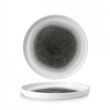 Raku Quartz Black  Walled Plate 10 2/8" Box 6