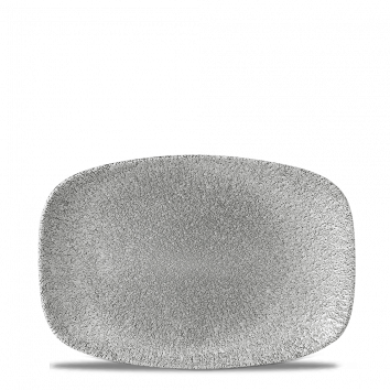Raku Jasper Grey  Chefs Oblong Plate 9.35"X6.2" Box 12