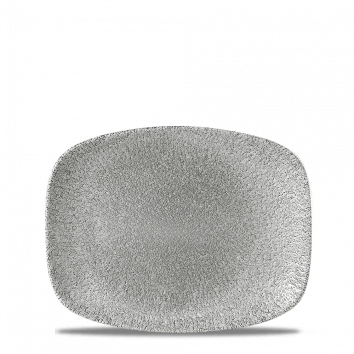 Raku Jasper Grey  Chefs Oblong Plate 10.3"X8" Box 12
