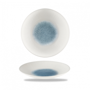 Raku Topaz Blue  Bamboo Deep Coupe Plate 9 7/8"  Box 12