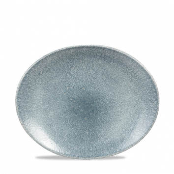 Raku Topaz Blue Orbit Oval Coupe Plate 10" Box 12
