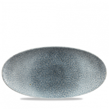 Raku Topaz Blue Oval Chefs Plate 13 3/4X6 3/4" Box 6