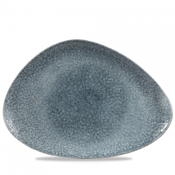 Raku Topaz Blue Triangle Chefs Plate 14X9 3/4" Box 6