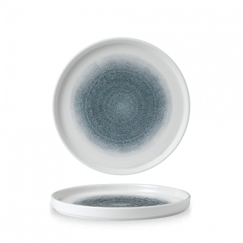 Raku Topaz Blue  Walled Plate 8.67" Box 6