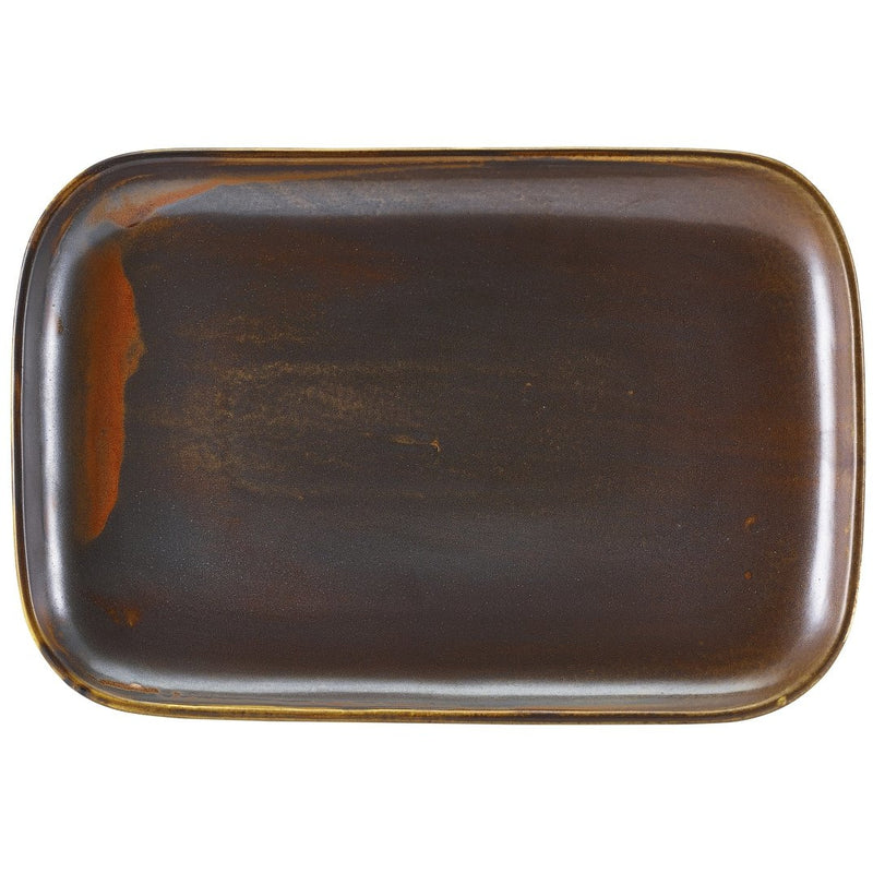 Terra Porcelain Rustic Copper Rectangular Plate 34.5 x 23.5cm