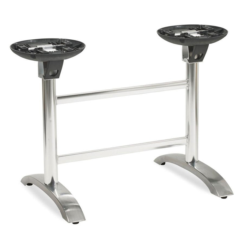 Premium durable flip-top aluminium stacking table bases                           Comes with adjustable feet Ability to stack when not in use
