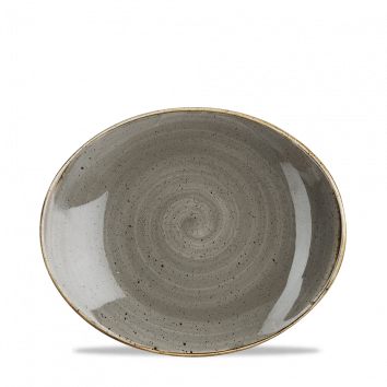 Stonecast Grey Orbit Oval Coupe Plate 7.75" Box 12