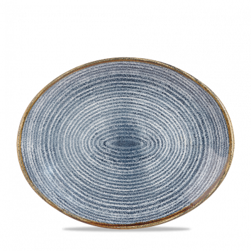 Studio Prints Slate Blue Orbit Oval Coupe Plate 12.5" Box 12