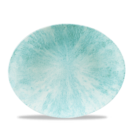 Stone Aquamarine Orbit Oval Coupe Plate 12.5" Box 12