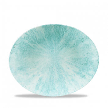 Stone Aquamarine Orbit Oval Coupe Plate 10" Box 12