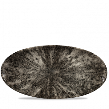 Stone Quartz Black Oval Chefs Plate 13 3/4X6 3/4" Box 6