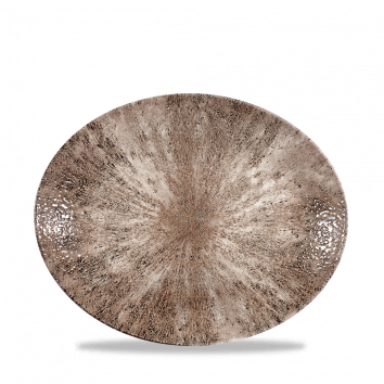 Stone Zircon Brown Orbit Oval Coupe Plate 10" Box 12