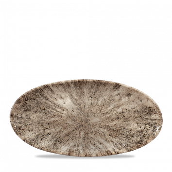 Stone Zircon Brown Oval Chefs Plate 11 4/5X5 3/4" Box 12
