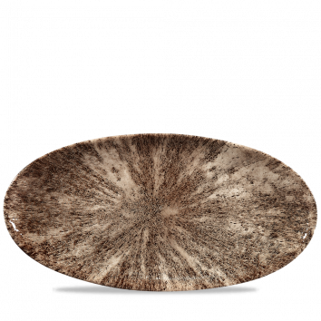 Stone Zircon Brown Oval Chefs Plate 13 3/4X6 3/4" Box 6