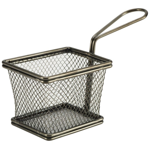 Black Serving Fry Basket Rectangular 10 x 8 x 7.5cm