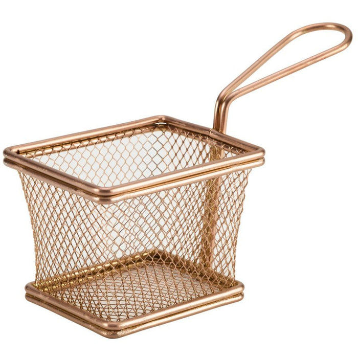 Copper Serving Fry Basket Rectangular 10 x 8 x 7.5cm