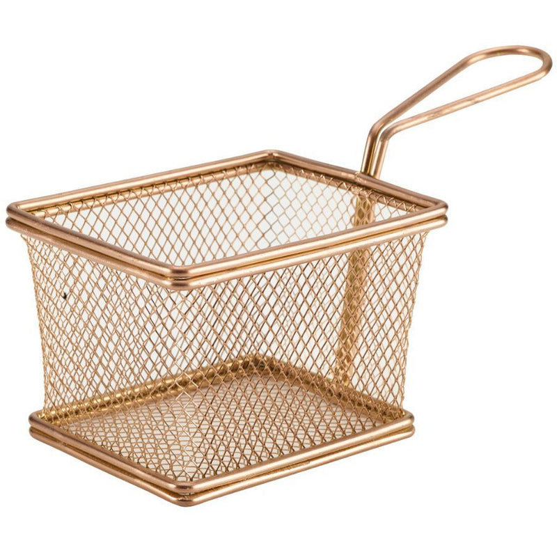 Copper Serving Fry Basket Rectangular 12.5 x 10 x 8.5cm