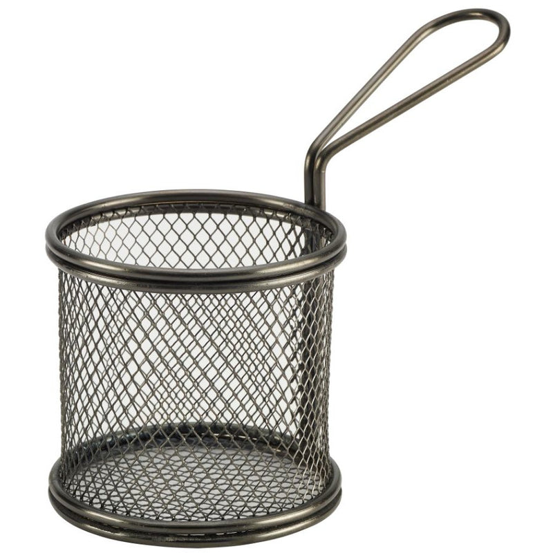 Black Serving Fry Basket  Round 9.3 x 9cm