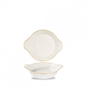 Stonecast Barley White  Small Round Eared Dish 5 7/8 X 7 1/8" Box 6