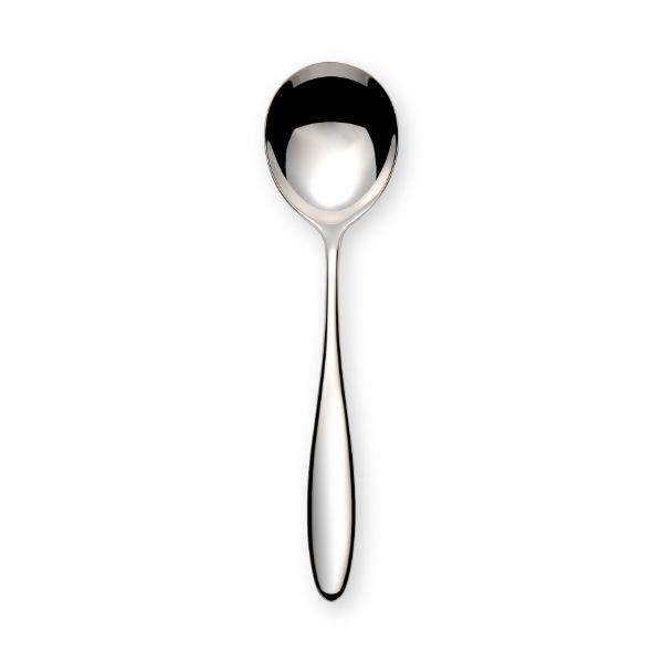 The Elia Serene Soup Spoon is forged in heavy gauge 18/10 stainless steel with a generously curved handle that fits neatly in the palm.