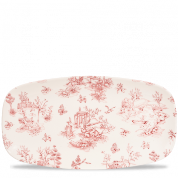 Toile Cranberry  Chefs Oblong Plate 13 7/8" X 7 3/8" Box 6
