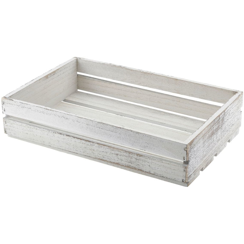 Wooden Crate White Wash Finish 35 x 23 x 8cm