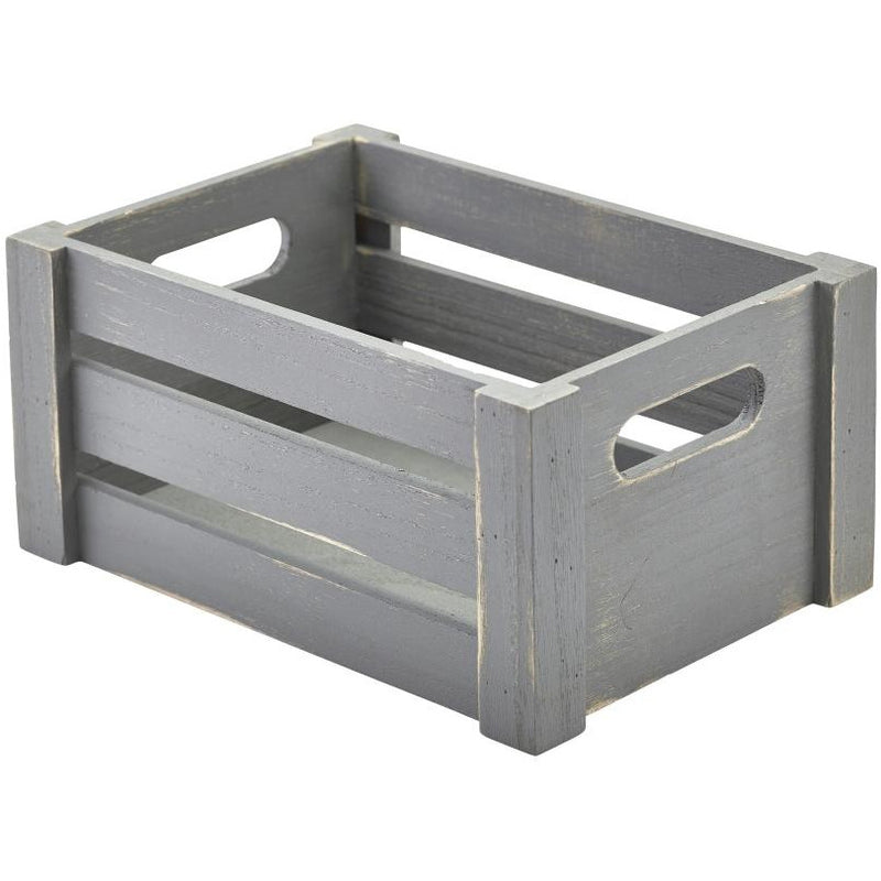 Wooden Crate Grey Finish 22.8 x 16.5 x 11cm