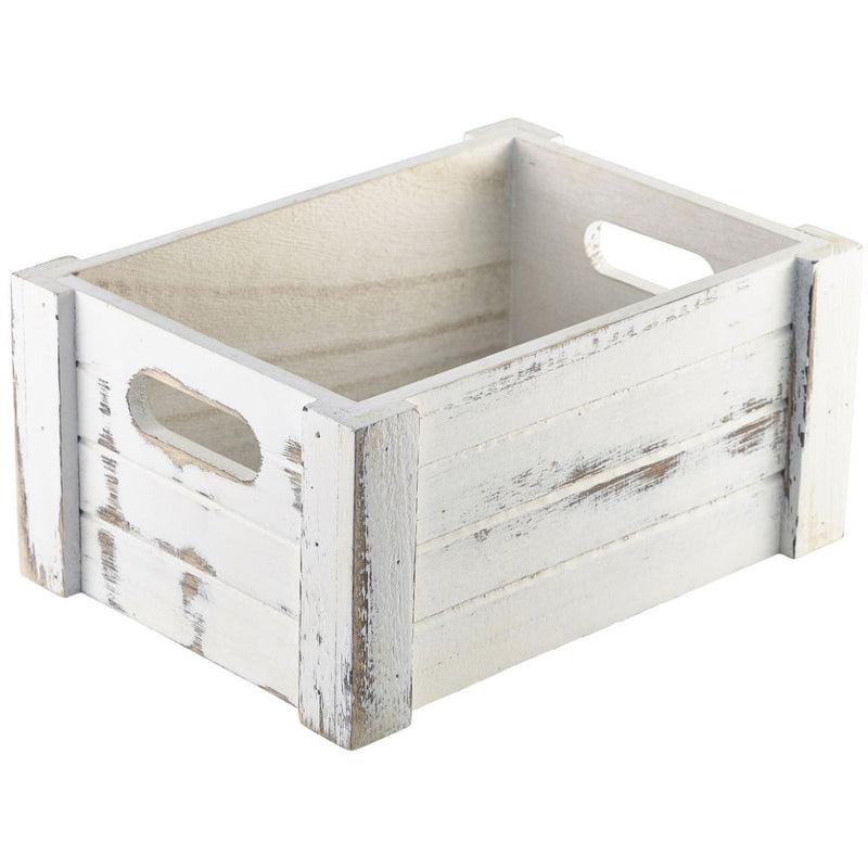 Wooden Crate White Wash Finish 22.8x16.5x11cm