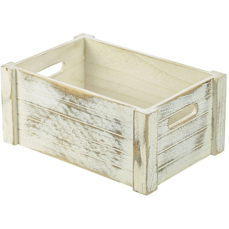 Wooden Crate White Wash Finish 34 x 23 x 15cm
