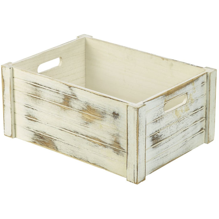 Wooden Crate White Wash Finish 41 x 30 x 18cm