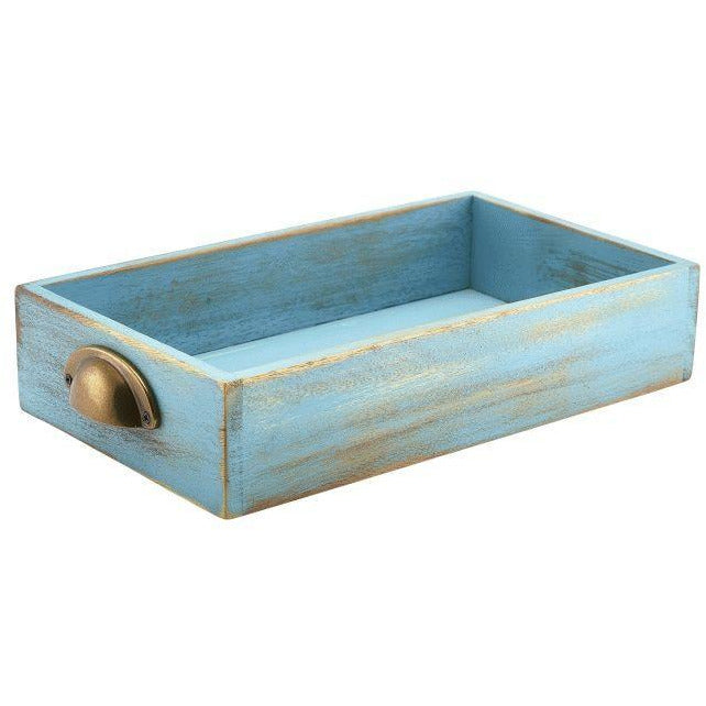 Blue Wash Acacia Wood Display Drawers GN 1/3