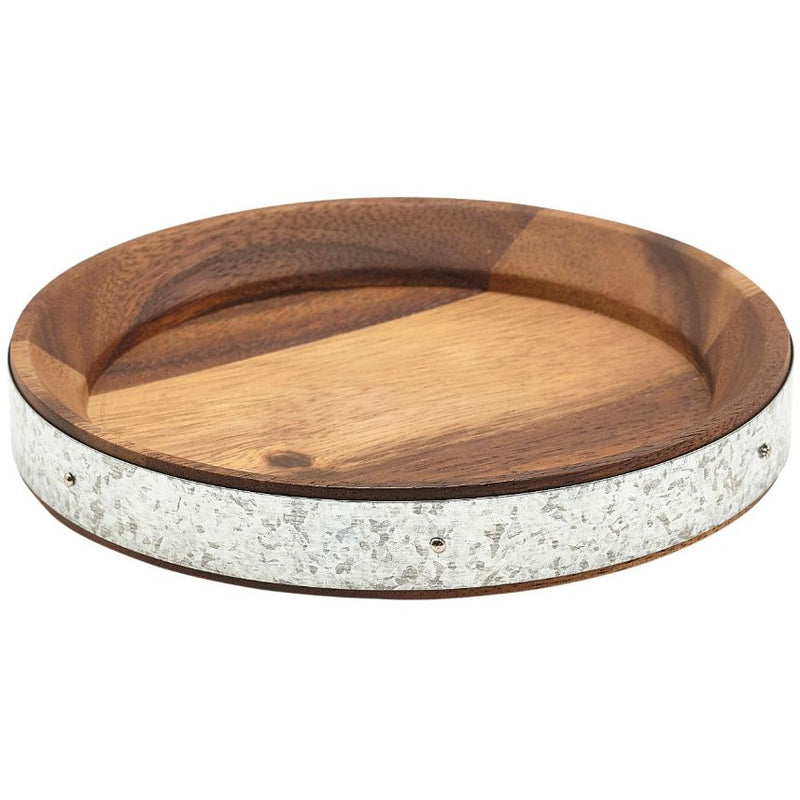 Acacia Wood Zinc Banded Serving Board 17cm
