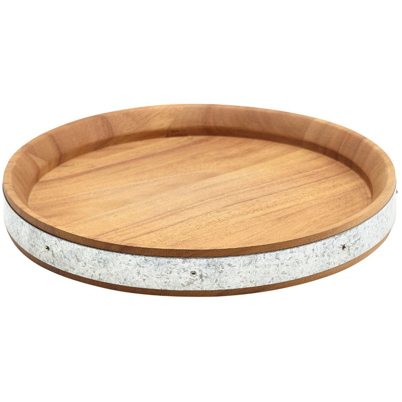 Acacia Wood Zinc Banded Serving Board 24cm