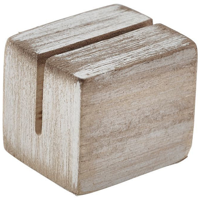White Wash Acacia Wood Sign Holder 3 x 2.5 x 2.5cm