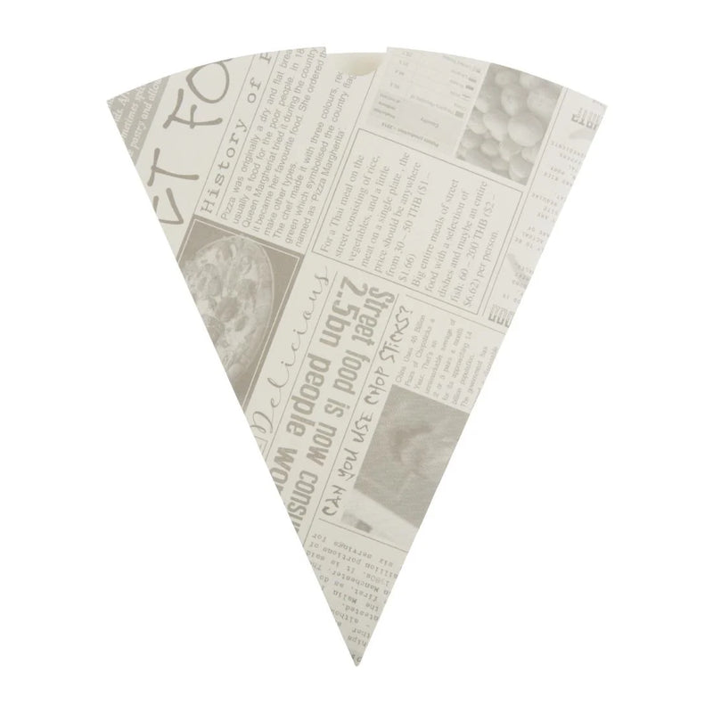 Biodegradable Newspaper Print Paper Chip Cones 183mm (Pack of 1000)