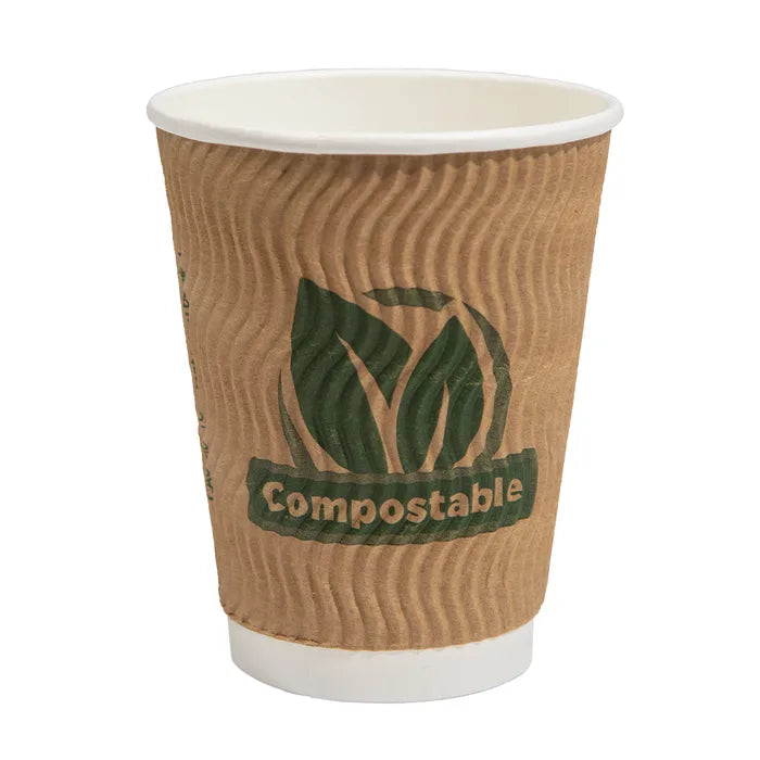 16oz Kraft Ripple Triple Wall Bio Cup (Pack 500)