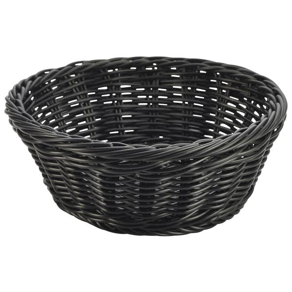 Serving Basket Round Polywicker Black 8.25 x 3.1 (Pack 6)