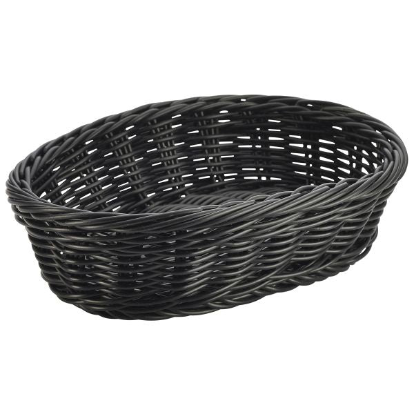 Serving Basket Oval Polywicker Black 22.5 x 15.5 x 6.5cm (Pack 6)
