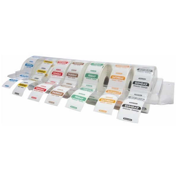 Removable Day Labels 25mm 7 Days with Dispenser (7 x 1000)