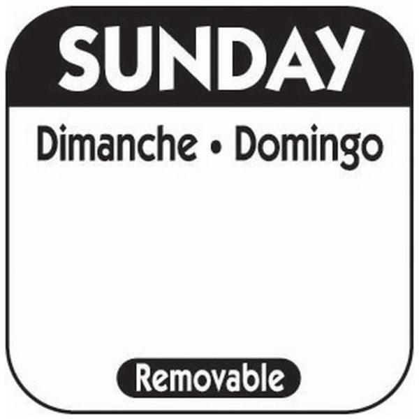 Sunday Removable Day Labels 25mm (Pack of 1000)