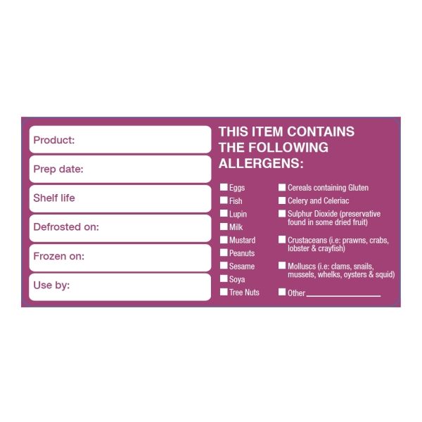 Removable Product/Allergen Label 50 x 100mm (Pack of 500)